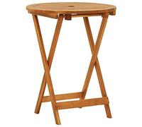 Mesa de jardín plegable de eucalipto de 60 x 75 cm con agujero para sombrilla, mesa clásica para exteriores, patio, balcón y jardín, ideal para comedor y relajación, diseño que ahorra espacio