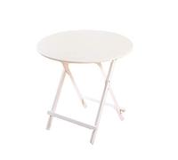 Mesa de jardín plegable de madera redonda compacta, pequeña de 60 x 55 cm, versátil para exteriores, para patio, balcón o jardín, acabado blanco, perfecta para espacios pequeños