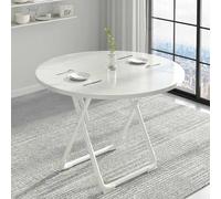 Mesa de jardín plegable redonda portátil de 60/70/80 cm, moderna mesa de comedor para balcón, mesa minimalista con patas de metal, muebles compactos de exterior para espacios pequeños
