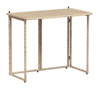 Mesa de Jardín Plegable vidaXL Ratán Sintético Beige 90x51x75 cm, Mesa de Exterior, Muebles de Jardín