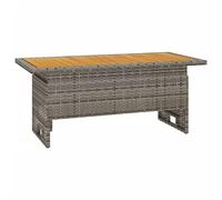 Mesa de Jardín Regulable en Altura/con Tablero de Madera, Mesa de Terraza/de Balcón/de Muebles de Jardín/de Salón, Negro, 100x50x43/63 Cm, Madera de Acacias y Ratán Sintético (Gris)