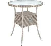Mesa de jardín vidrio esmerilado poliratán beige/gris 60cm