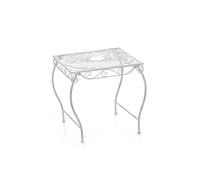 Mesa de Jardín Zarina | Mesa de Exterior en Hierro Forjado I Mesa Cuadrada de Terraza Estilo Rústico I Color:, Color:Blanco Envejecido