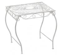 CLP Mesa de Jardin de Hierro Zarina, Mesa Auxiliar romantica Estilo modernista, Repelente al Agua para terraza, Balcon y Jardin, Color:Blanco Envejecido
