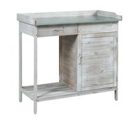 casa.pro Mesa de Jardinería Aliano con 2 Compartimentos Cerrados 1 Cajón Extraíble Mesa Auxiliar Jardín para Plantación Mesa de Cultivo Madera de Abeto Acero 98x48x94 cm - Gris
