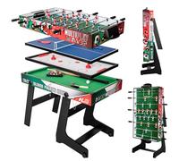 Mesa de juego 4 en 1 Multi mesa de juego Kicker multigame mesa de juego plegable tallos telescópicos mesa de juego multifuncional, mesa de ping pong, hockey sobre mesa, 123 x 61 x 80 cm