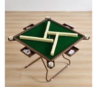 Mesa de juego plegable con superficie de fieltro y portavasos, mesa portátil para 4 jugadores para Mahjong, póquer, dominó y juegos de mesa