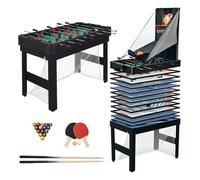 Relaxdays Mesa de Juego, 20 en 1, futbolín, Billar, Hockey aéreo, Tenis de Mesa, Baloncesto, póquer, Bolos, UVM, Color Negro