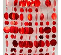 Mesa de lentejuelas doradas para camino de 100 cm metálica para tira brillante para decoración de boda, telón de fondo de fiesta, adorno colgante plateado con purpurina (rojo)