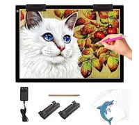 Mesa de luz LED elice A2 con adaptador de 12 V 2 A y 2 clips multifunción, panel de luz ultrafino de 7 mm,3 niveles de brillo, panel de luz grande para pintar con diamantes, dibujar, dibujar, diseñar