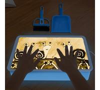 Mesa de luz para niños, caja de luz de pintura de arena, mesa de luz suave para preescolar, juguetes de dibujo en arena, kits de arte de dibujo con arena mini escoba y recogedor, regalos para niños y