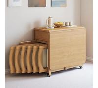 Mesa de madera con 6 sillas, plegable, mesa de cocina, móvil, extensible, comedor, restaurante, sala de estar, 4 sillas, 1,3 m