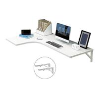 Mesa de madera plegable para ahorrar espacio, multifuncional, escritorio esquinero para computadora para oficina en casa, elegante banco de trabajo en nogal blanco y acabado negro