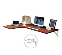 Mesa de madera plegable para montar en la pared, ahorro de espacio, multifuncional, escritorio esquinero para computadora en casa, oficina, elegante banco de trabajo en nogal blanco y acabados negros