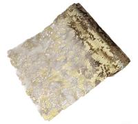 Mesa de malla de poliéster para corredor con detalles dorados y plateados, diseñada para su uso en bodas, celebraciones de cumpleaños y otras decoraciones de fiesta (dorado)