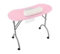 Mesa de manicura con 3 cajones, mesa de uñas 100 x 40 x 76 cm, mesa de estudio para uñas, mesa de escritorio para ordenador, mesa de trabajo pequeña para salón de belleza, spa (rosa)
