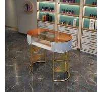 Mesa de manicura con almacenamiento y parte superior de cristal, cajón multicapa, muebles de salón para spa y oficina en casa