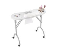 Mesa de manicura con succión, mesa de uñas plegable con ruedas, aspiradora de uñas, almohadilla para la muñeca, bolsa para el polvo y bolsa de transporte, para hogares, salones de uñas, salones de