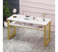 Mesa de manicura, escritorio para manicura para técnicos de uñas,Estación de manicura moderna con textura jaspeada con estantes abiertos,Mesa de madera para salón de belleza spa manicura tocador