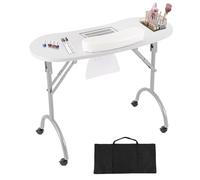 Mesa de manicura plegable con succión mesa de uñas portátil con ventosa para uñas, rueda, bolsa para polvo, adecuada para salones de uñas, salones de belleza, cuidado de uñas