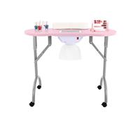 Mesa de manicura plegable, mesa de manicura móvil con succión y reposamuñecas, mesa de manicura multifuncional para hogares, salones de uñas, 90 x 40 x 72,5 cm (rosa)