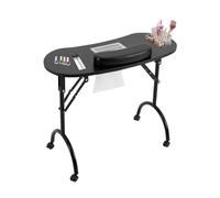 Mesa de manicura plegable, mesa de manicura móvil con succión y reposamuñecas, mesa de manicura multifuncional para hogares, salones de uñas, 90 x 40 x 72,5 cm (negro)