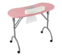 Mesa de manicura portátil, 90 x 40 x 72 cm, color rosa, plegable, capacidad de peso de 30 kg, con 3 bolsas de aspiradora y almohadilla de muñeca para recortar, belleza, cuidado de uñas