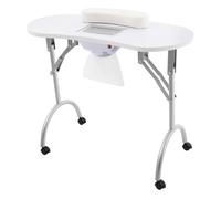 Mesa de manicura profesional con aspiración, plegable y portátil, con 4 ruedas, bolsa de transporte impermeable y 3 bolsas para aspiradora, capacidad de carga de 30 kg (90 x 40 x 72,5 cm) para salón