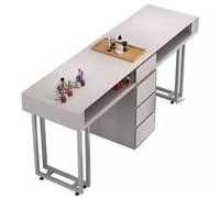 Mesa de manicura profesional con cajones y tablero enchufable, moderno escritorio de uñas para técnicos de uñas y artistas de maquillaje