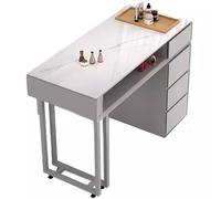 Mesa de manicura profesional con cajones y tablero enchufable, moderno escritorio de uñas para técnicos de uñas y artistas de maquillaje