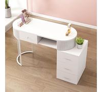 Mesa de manicura profesional moderna con tecnología de uñas, muebles de salón de belleza de madera con cajones y 3 estantes, equipo de spa para salones de uñas y spas de belleza