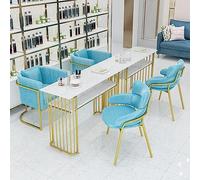 Mesa de manicura profesional portátil con estante de almacenamiento de doble capa, mesa de estudio de mármol, escritorio de uñas fácil de montar para salón, spa, dorado, 80 x 45 x 75 pulgadas