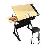 Mesa de manualidades de altura ajustable, escritorio de arte inclinable con superficie de arce duradera para oficina en casa, espacios de trabajo creativos y proyectos de bricolaje, diseño moderno y