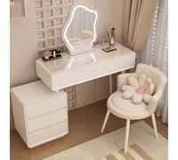 Mesa de maquillaje blanca con espejo y luces, 3 modos de iluminación, brillo ajustable, cajones organizadores para dormitorio, niñas, mujeres, hogar, dormitorio, muebles, color blanco claro, 100.4 x
