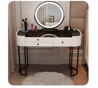 Mesa de maquillaje compacta y moderna con cajón de almacenamiento y banco, ideal para espacios pequeños, tocador (50 cm) para un estilo y funcionalidad definitivos.