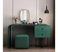 Mesa de maquillaje con espejo y luces, juego de escritorio de maquillaje iluminado de 3 colores con 2 cajones y taburete acolchado para decoración de dormitorio de mujeres y niñas