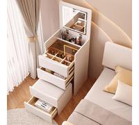 Mesa de maquillaje iluminada con espejo abatible, cajón de almacenamiento y luz LED de 3 colores para organización de belleza y cosméticos