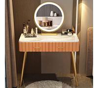 Mesa de maquillaje LED regulable con Der & Cartments Slish tocador para dormitorio o sala de maquillaje, color no incluye taburete.