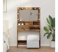 Mesa de maquillaje, mesa de maquillaje con estante, madera recuperada, 79 x 41 x 135 cm, mesa de maquillaje para mujeres, dormitorio, se puede montar rápidamente