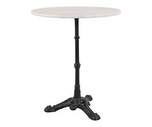Mesa de mármol blanco para jardín/bistró, con patas de hierro fundido, 60 cm de diámetro
