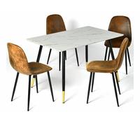 Mesa de mármol whalen stone bg+charlton suede brown s frxz juego de mesa de piedra blanca brillante y 4 sillas escandinavas retro