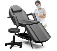 Mesa de masaje con estantes de almacenamiento, cama de belleza ajustable de 3 secciones para esteticistas y artistas del tatuaje, uso profesional, diseño duradero