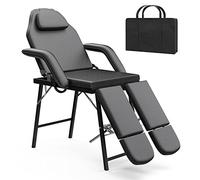 Mesa de masaje con estantes de almacenamiento, cama de belleza ajustable de 3 secciones para profesionales, ideal para esteticistas y artistas del tatuaje