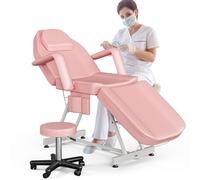 Mesa de masaje con estantes de almacenamiento, cama de belleza ajustable de 3 secciones para profesionales, ideal para esteticistas y artistas del tatuaje