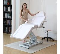 Mesa de masaje eléctrica con cama ajustable de 3 secciones, reposabrazos extraíbles y reposacabezas para uso en spa y salón de belleza