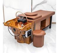 Mesa de masaje y champú con acabado en madera marrón y de agua para | Diseño vintage con vetas de madera marrón, incluye fototerapia, calentador de agua, fumigación, tamaño 82.67 pulgadas.