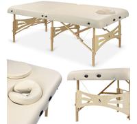 Mesa de masajes de madera clara integral 102 Comfort, orificio facial, vinilo flexible K033 Beige