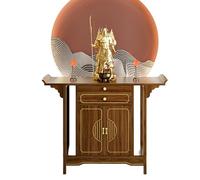 Mesa de meditación con Mueble de Altar, Mesa de Santuario de Madera Maciza con Tablero retráctil y Almacenamiento, for el salón del Templo en casa.(Brown,90cm)