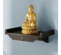 Mesa de meditación con nichos de Buda personales Chinos, Mesa de Altar de bambú, gabinete de oración Budista para Espacios pequeños (marrón A, 39 cm/15,4 Pulgadas)