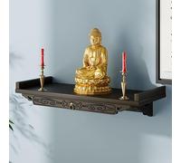 Mesa de meditación con nichos de Buda personales Chinos, Mesa de Altar de bambú, gabinete de oración Budista para Espacios pequeños (marrón A, 66 cm/26 Pulgadas)